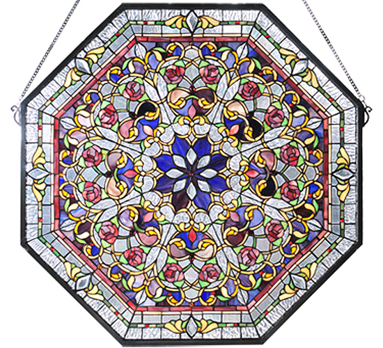  VICTORIAN TIFFANY REPRODUCTION OF ORIGINAL ARTS & CRAFTS FLORAL ART GLASS