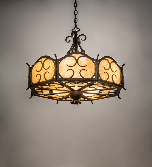  VICTORIAN SCROLL FEATURES CRAFTED OF STEEL IN CHANDELIERS