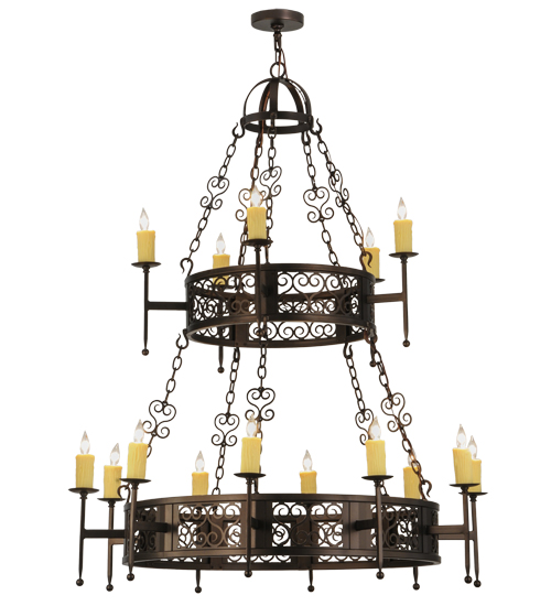  VICTORIAN SCROLL FEATURES CRAFTED OF STEEL FORGED AND CAST IRON FAUX CANDLE SLEVES CANDLE BULB ON TOP