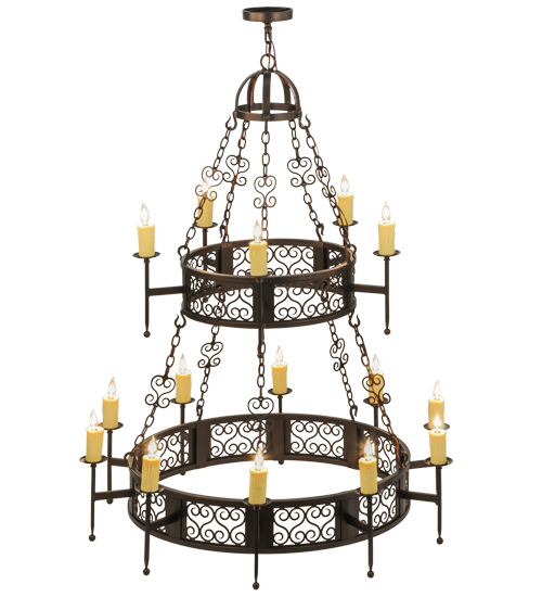  VICTORIAN SCROLL FEATURES CRAFTED OF STEEL FORGED AND CAST IRON FAUX CANDLE SLEVES CANDLE BULB ON TOP