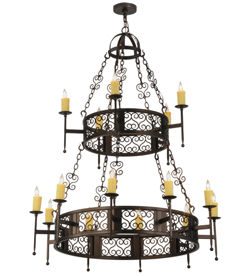  VICTORIAN SCROLL FEATURES CRAFTED OF STEEL FORGED AND CAST IRON FAUX CANDLE SLEVES CANDLE BULB ON TOP