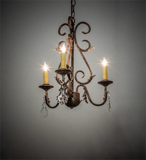  VICTORIAN SCROLL FEATURES CRAFTED OF STEEL CRYSTAL ACCENTS FAUX CANDLE SLEVES CANDLE BULB ON TOP