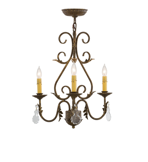  VICTORIAN SCROLL FEATURES CRAFTED OF STEEL CRYSTAL ACCENTS FAUX CANDLE SLEVES CANDLE BULB ON TOP