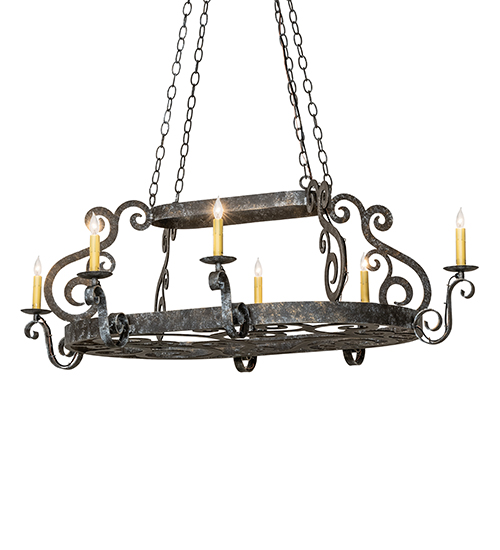  VICTORIAN GOTHIC SCROLL FEATURES CRAFTED OF STEEL FRENCH WIRING EXPOSED WIRING HELD BY LOOPS OR TABS FAUX CANDLE SLEVES CANDLE BULB ON TOP