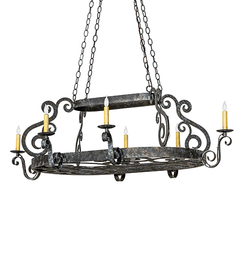  VICTORIAN GOTHIC SCROLL FEATURES CRAFTED OF STEEL FRENCH WIRING EXPOSED WIRING HELD BY LOOPS OR TABS FAUX CANDLE SLEVES CANDLE BULB ON TOP