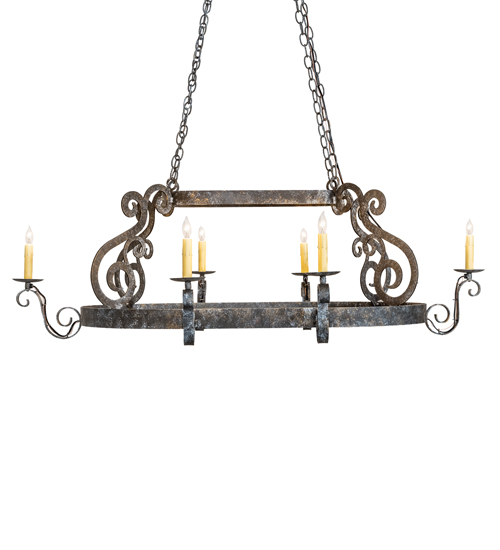  VICTORIAN GOTHIC SCROLL FEATURES CRAFTED OF STEEL FRENCH WIRING EXPOSED WIRING HELD BY LOOPS OR TABS FAUX CANDLE SLEVES CANDLE BULB ON TOP