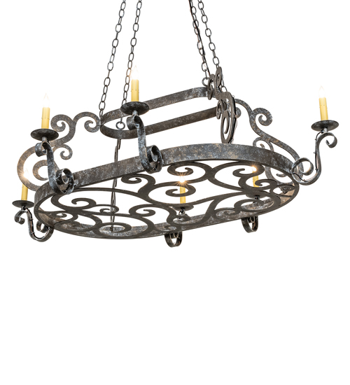  VICTORIAN GOTHIC SCROLL FEATURES CRAFTED OF STEEL FRENCH WIRING EXPOSED WIRING HELD BY LOOPS OR TABS FAUX CANDLE SLEVES CANDLE BULB ON TOP