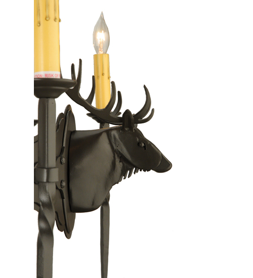  LODGE RUSTIC OR MOUNTIAN GREAT ROOM GOTHIC ANIMALS SCROLL FEATURES CRAFTED OF STEEL FORGED AND CAST IRON FAUX CANDLE SLEVES CANDLE BULB ON TOP