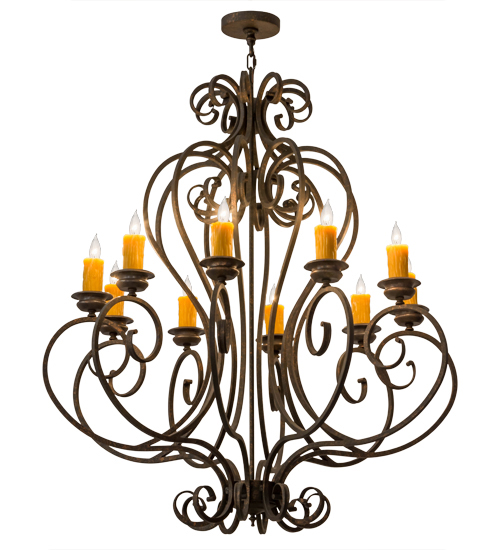  VICTORIAN SCROLL FEATURES CRAFTED OF STEEL FAUX CANDLE SLEVES CANDLE BULB ON TOP