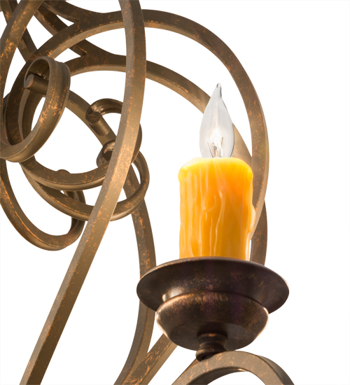  VICTORIAN SCROLL FEATURES CRAFTED OF STEEL FAUX CANDLE SLEVES CANDLE BULB ON TOP