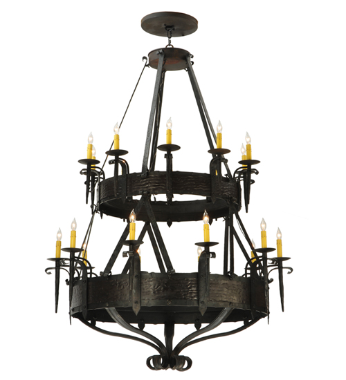  RUSTIC GOTHIC SCROLL FEATURES CRAFTED OF STEEL FORGED AND CAST IRON FAUX CANDLE SLEVES CANDLE BULB ON TOP