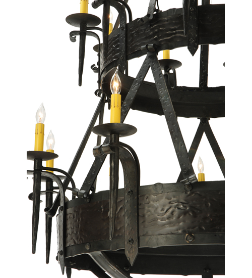  RUSTIC GOTHIC SCROLL FEATURES CRAFTED OF STEEL FORGED AND CAST IRON FAUX CANDLE SLEVES CANDLE BULB ON TOP