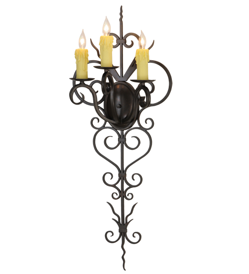  VICTORIAN SCROLL FEATURES CRAFTED OF STEEL FORGED AND CAST IRON FAUX CANDLE SLEVES CANDLE BULB ON TOP