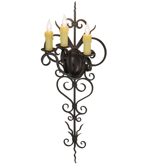  VICTORIAN SCROLL FEATURES CRAFTED OF STEEL FORGED AND CAST IRON FAUX CANDLE SLEVES CANDLE BULB ON TOP