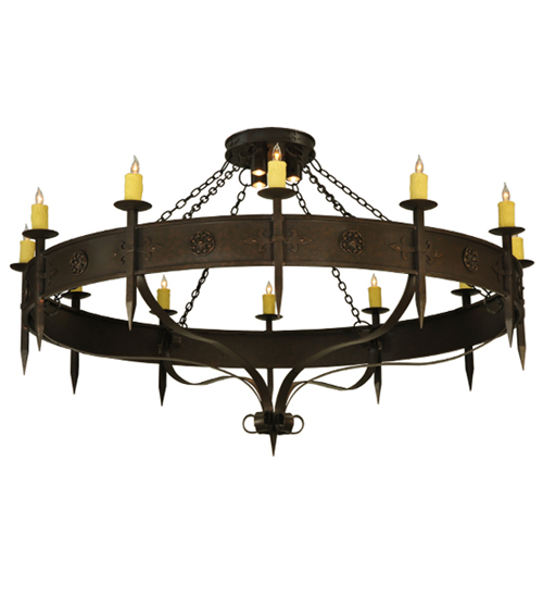  RUSTIC LODGE RUSTIC OR MOUNTIAN GREAT ROOM GOTHIC SCROLL FEATURES CRAFTED OF STEEL FORGED AND CAST IRON FAUX CANDLE SLEVES CANDLE BULB ON TOP