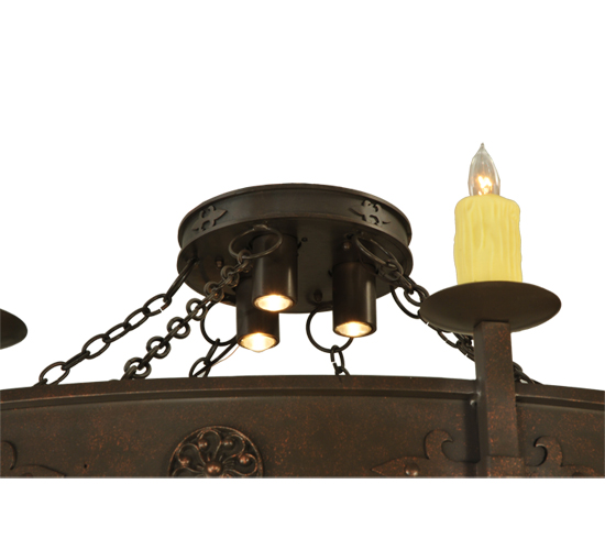  RUSTIC LODGE RUSTIC OR MOUNTIAN GREAT ROOM GOTHIC SCROLL FEATURES CRAFTED OF STEEL FORGED AND CAST IRON FAUX CANDLE SLEVES CANDLE BULB ON TOP