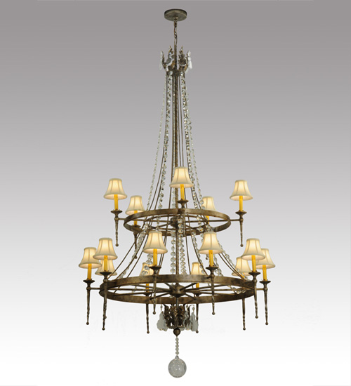  VICTORIAN SCROLL FEATURES CRAFTED OF STEEL CRYSTAL ACCENTS FAUX CANDLE SLEVES CANDLE BULB ON TOP