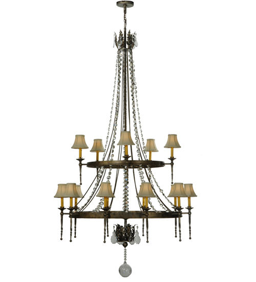  VICTORIAN SCROLL FEATURES CRAFTED OF STEEL CRYSTAL ACCENTS FAUX CANDLE SLEVES CANDLE BULB ON TOP