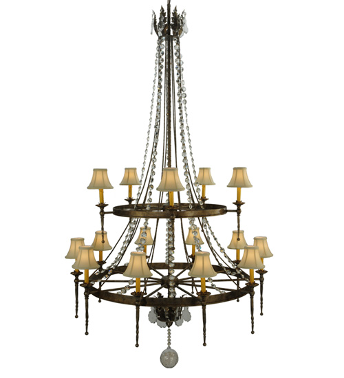  VICTORIAN SCROLL FEATURES CRAFTED OF STEEL CRYSTAL ACCENTS FAUX CANDLE SLEVES CANDLE BULB ON TOP