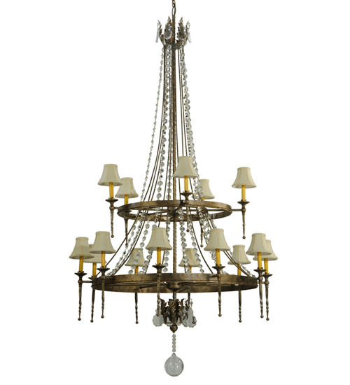  VICTORIAN SCROLL FEATURES CRAFTED OF STEEL CRYSTAL ACCENTS FAUX CANDLE SLEVES CANDLE BULB ON TOP