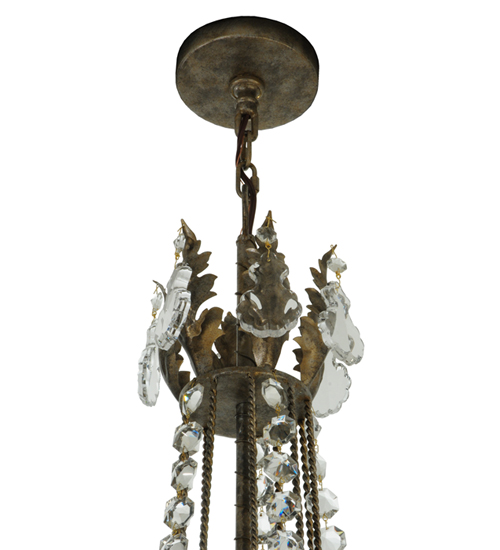  VICTORIAN SCROLL FEATURES CRAFTED OF STEEL CRYSTAL ACCENTS FAUX CANDLE SLEVES CANDLE BULB ON TOP