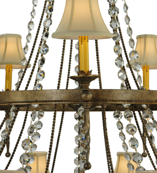  VICTORIAN SCROLL FEATURES CRAFTED OF STEEL CRYSTAL ACCENTS FAUX CANDLE SLEVES CANDLE BULB ON TOP