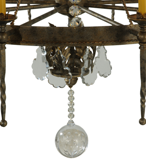  VICTORIAN SCROLL FEATURES CRAFTED OF STEEL CRYSTAL ACCENTS FAUX CANDLE SLEVES CANDLE BULB ON TOP