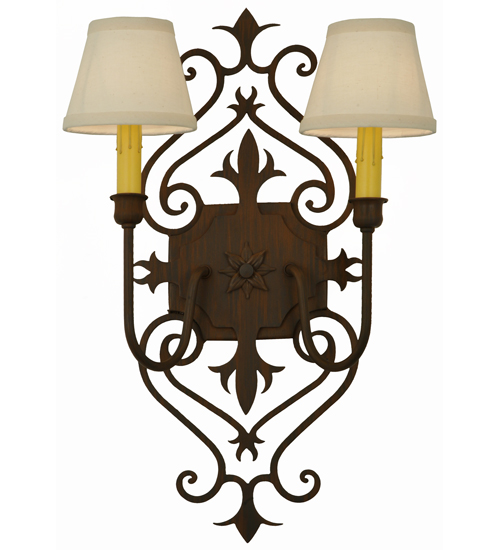  VICTORIAN FABRIC GOTHIC SCROLL FEATURES CRAFTED OF STEEL FAUX CANDLE SLEVES CANDLE BULB ON TOP