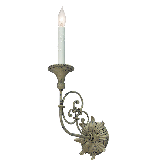  VICTORIAN SCROLL FEATURES CRAFTED OF STEEL FAUX CANDLE SLEVES CANDLE BULB ON TOP STAMPED/CAST METAL LEAF ROSETTE FLOWER ACCENT