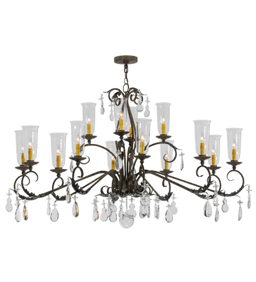  VICTORIAN SCROLL FEATURES CRAFTED OF STEEL IN CHANDELIERS CRYSTAL ACCENTS STAMPED/CAST METAL LEAF ROSETTE FLOWER ACCENT