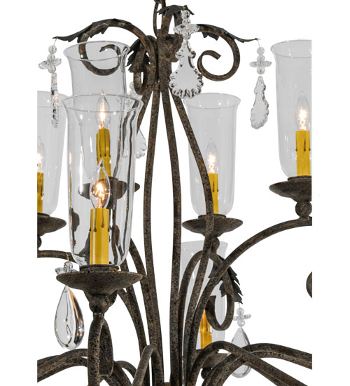  VICTORIAN SCROLL FEATURES CRAFTED OF STEEL CRYSTAL ACCENTS STAMPED/CAST METAL LEAF ROSETTE FLOWER ACCENT