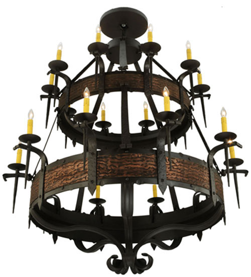  GOTHIC FORGED AND CAST IRON FAUX CANDLE SLEVES CANDLE BULB ON TOP