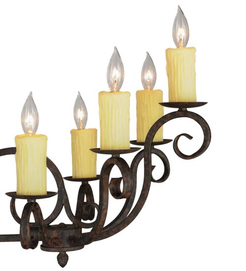  VICTORIAN SCROLL FEATURES CRAFTED OF STEEL FORGED AND CAST IRON FAUX CANDLE SLEVES CANDLE BULB ON TOP