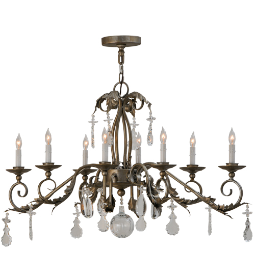  VICTORIAN SCROLL FEATURES CRAFTED OF STEEL CRYSTAL ACCENTS STAMPED/CAST METAL LEAF ROSETTE FLOWER ACCENT