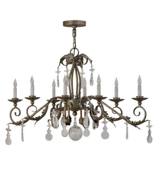  VICTORIAN SCROLL FEATURES CRAFTED OF STEEL CRYSTAL ACCENTS STAMPED/CAST METAL LEAF ROSETTE FLOWER ACCENT