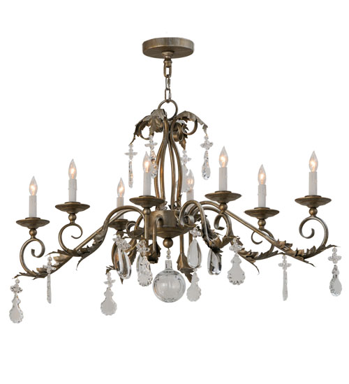  VICTORIAN SCROLL FEATURES CRAFTED OF STEEL CRYSTAL ACCENTS STAMPED/CAST METAL LEAF ROSETTE FLOWER ACCENT