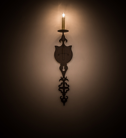  VICTORIAN GOTHIC SCROLL FEATURES CRAFTED OF STEEL FAUX CANDLE SLEVES CANDLE BULB ON TOP