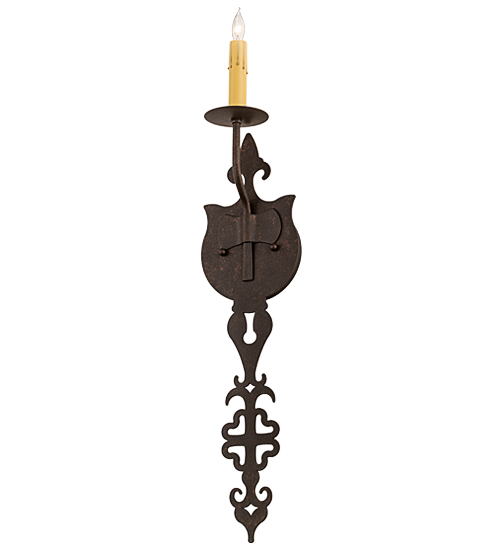  VICTORIAN GOTHIC SCROLL FEATURES CRAFTED OF STEEL FAUX CANDLE SLEVES CANDLE BULB ON TOP