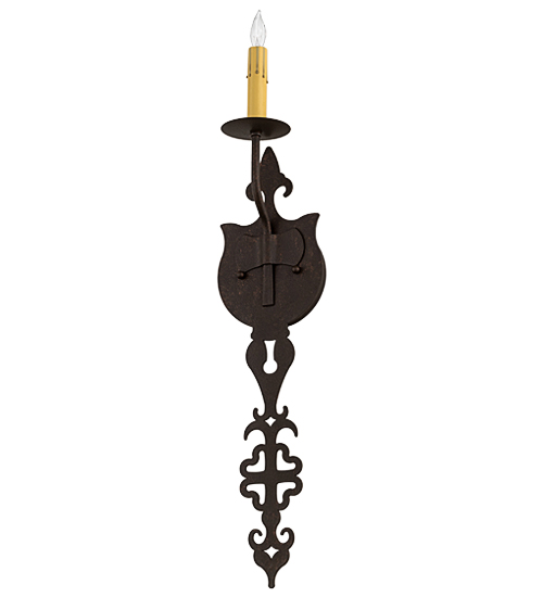  VICTORIAN GOTHIC SCROLL FEATURES CRAFTED OF STEEL FAUX CANDLE SLEVES CANDLE BULB ON TOP