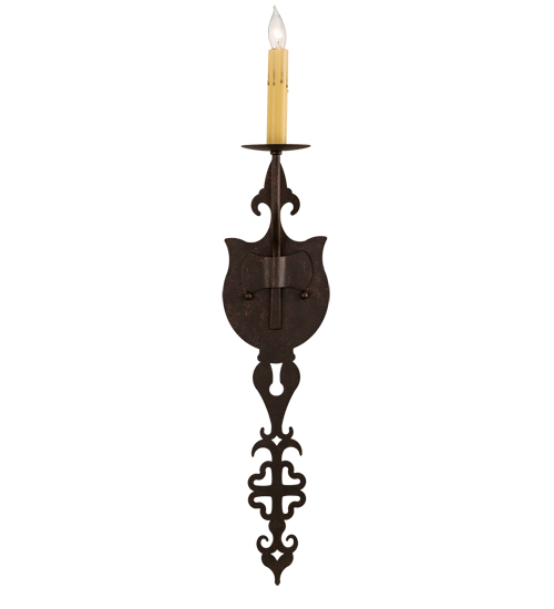  VICTORIAN GOTHIC SCROLL FEATURES CRAFTED OF STEEL FAUX CANDLE SLEVES CANDLE BULB ON TOP