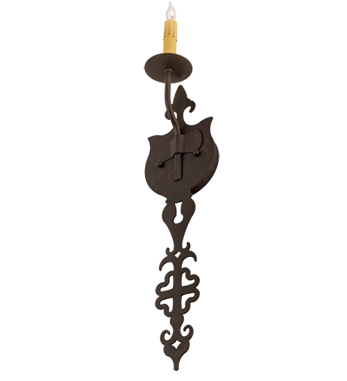  VICTORIAN GOTHIC SCROLL FEATURES CRAFTED OF STEEL FAUX CANDLE SLEVES CANDLE BULB ON TOP