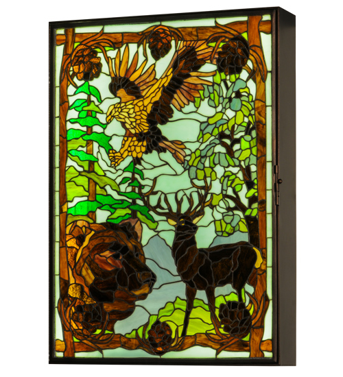  RUSTIC LODGE RUSTIC OR MOUNTIAN GREAT ROOM TIFFANY REPRODUCTION OF ORIGINAL ART GLASS ANIMALS