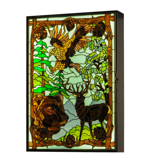  RUSTIC LODGE RUSTIC OR MOUNTIAN GREAT ROOM TIFFANY REPRODUCTION OF ORIGINAL ART GLASS ANIMALS