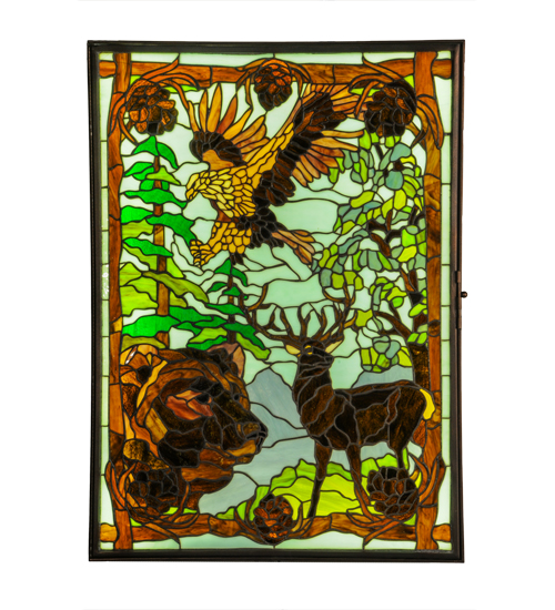  RUSTIC LODGE RUSTIC OR MOUNTIAN GREAT ROOM TIFFANY REPRODUCTION OF ORIGINAL ART GLASS ANIMALS