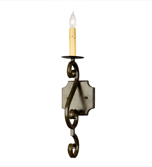  VICTORIAN GOTHIC SCROLL FEATURES CRAFTED OF STEEL FAUX CANDLE SLEVES CANDLE BULB ON TOP