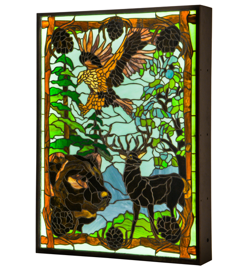  RUSTIC LODGE RUSTIC OR MOUNTIAN GREAT ROOM ART GLASS ANIMALS