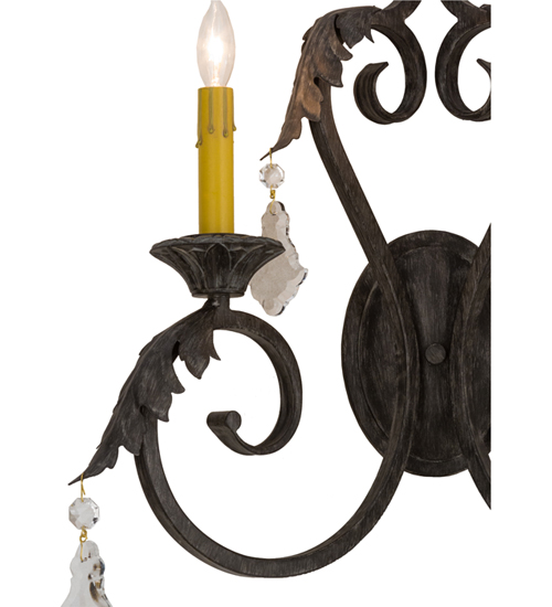  VICTORIAN SCROLL FEATURES CRAFTED OF STEEL FAUX CANDLE SLEVES CANDLE BULB ON TOP STAMPED/CAST METAL LEAF ROSETTE FLOWER ACCENT