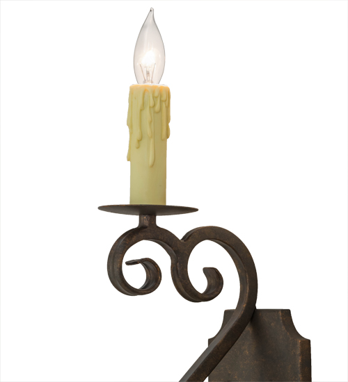  VICTORIAN SCROLL FEATURES CRAFTED OF STEEL FAUX CANDLE SLEVES CANDLE BULB ON TOP