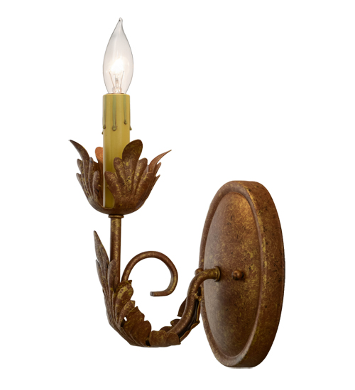  VICTORIAN SCROLL FEATURES CRAFTED OF STEEL FAUX CANDLE SLEVES CANDLE BULB ON TOP STAMPED/CAST METAL LEAF ROSETTE FLOWER ACCENT