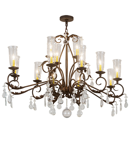  VICTORIAN SCROLL FEATURES CRAFTED OF STEEL CRYSTAL ACCENTS STAMPED/CAST METAL LEAF ROSETTE FLOWER ACCENT